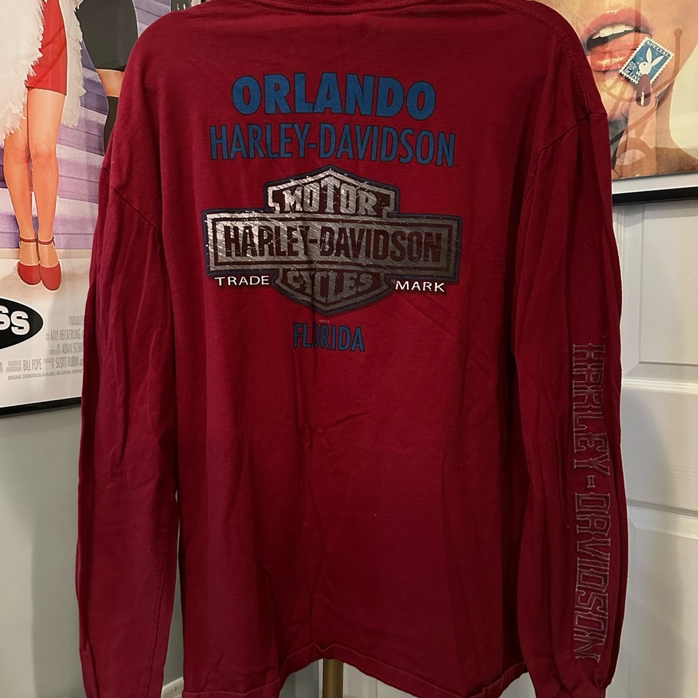 Vintage Harley-Davidson Men's Red Long Sleeve Shirt